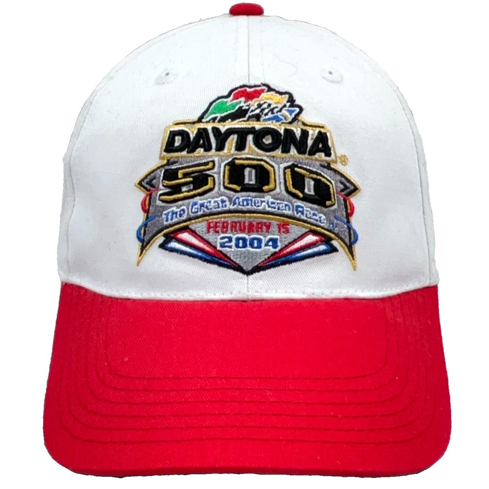 Vintage Nascar Hat Cap Snap Back Red White Daytona 500 2004‎ Y2K 00s Deadstock